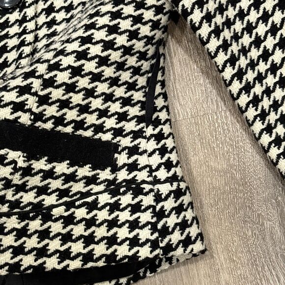 Soia & Kyo Jacket Womens Large Wool Blend Houndstooth Coat Black White - Picture 10 of 14
